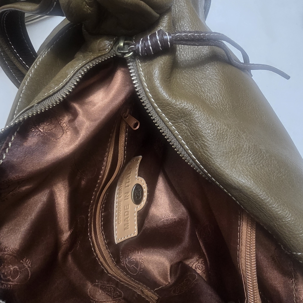 Pebbled Olive Shoulder Bag with Adjustable Strap - Picture 6 of 11